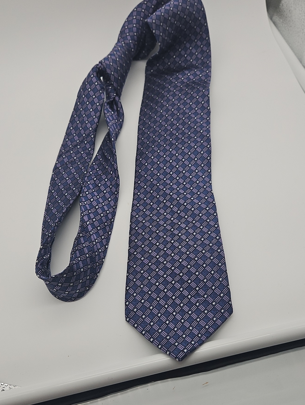 Pronto Uomo Purple Navy Geometric Silk Tie